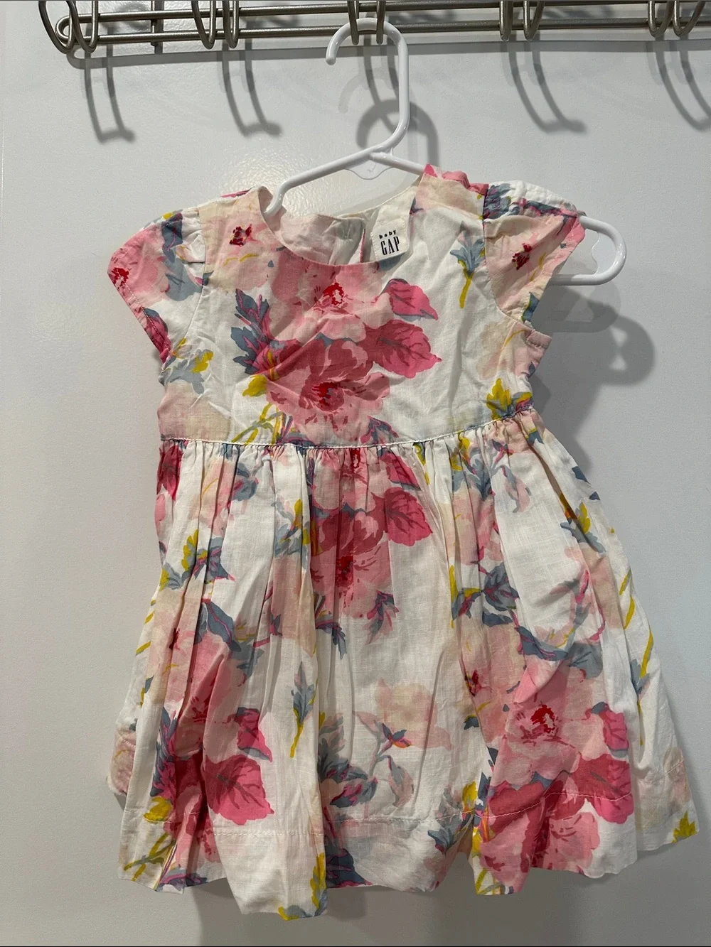 GAP White Dress with Pink Floral Print
